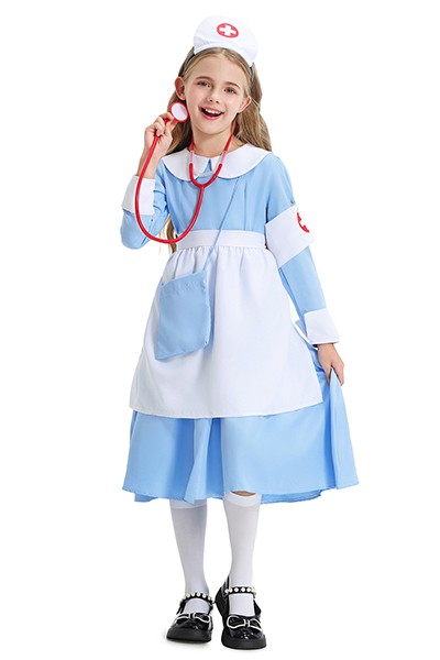 子供衣装 青 ワンピース ナース服