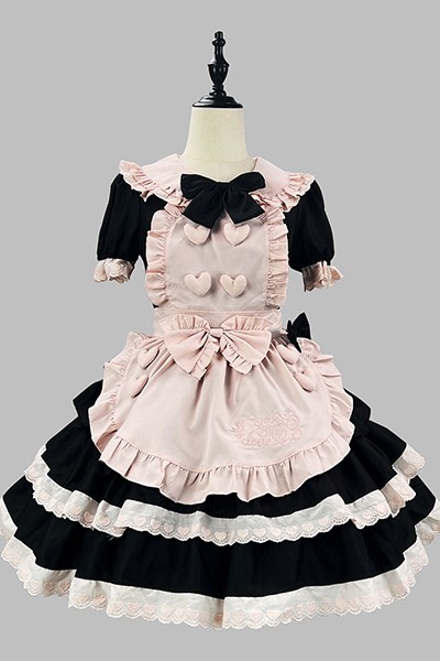 甘辛 黒ピンク メイド服