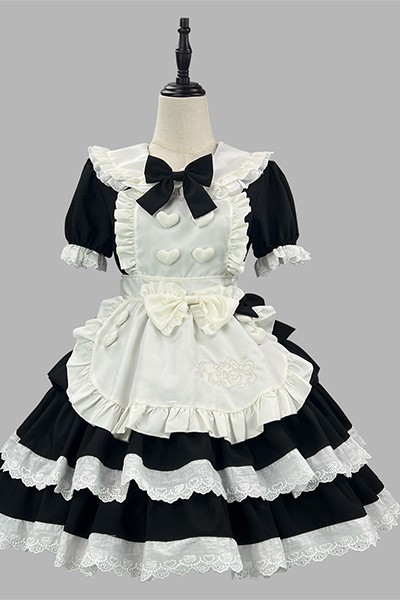 甘辛 黒ピンク メイド服