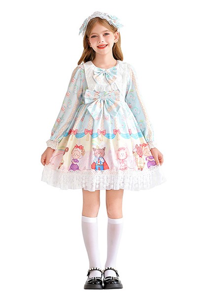 子供 ロリータ 長袖 ワンピース 女の子