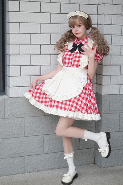 チェック 女中服 メイド服