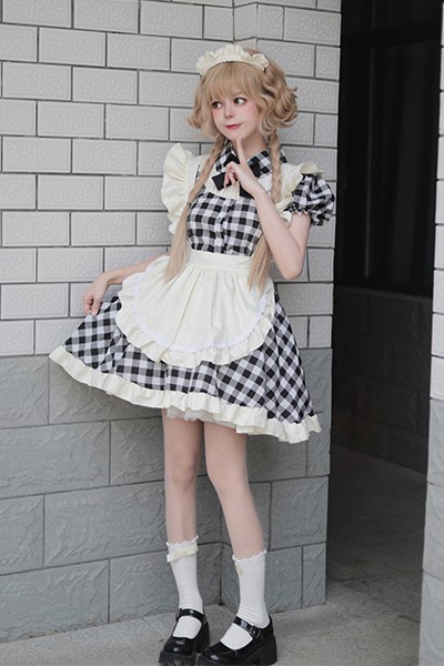チェック 女中服 メイド服