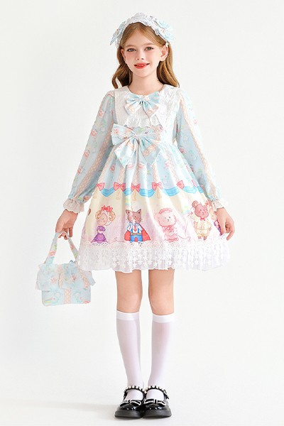 子供 ロリータ 長袖 ワンピース 女の子 ロリータ レース