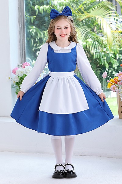 ハロウィン子供衣装 青 アリス コス メイド服