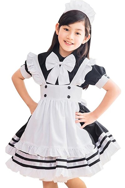 日本 女の子 黒 メイド服 演劇衣装