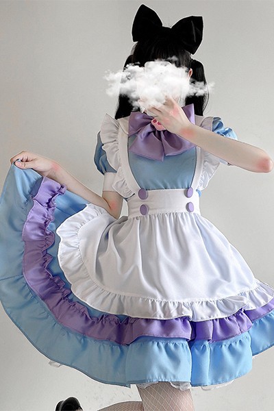 ピンク メイド服 蝶結び 女中服