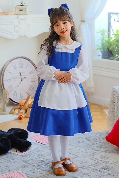 ハロウィン子供衣装 青 アリス メイド服