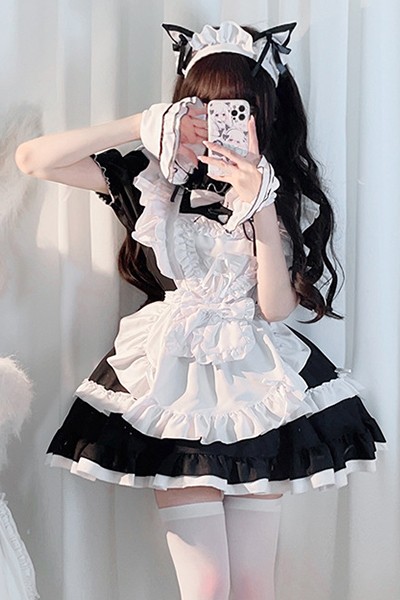 暗黒ゴシック風 白黒 メイド服