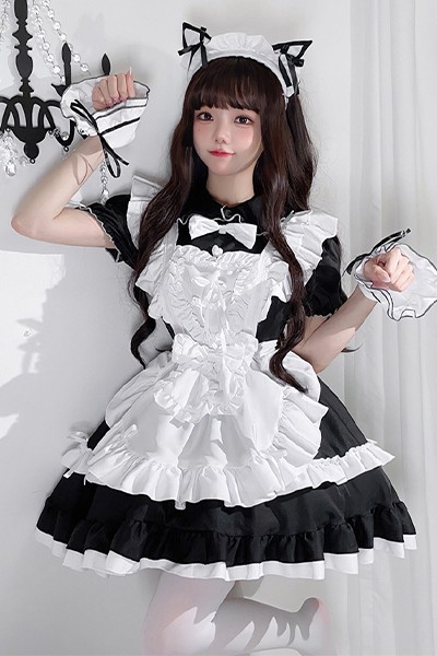 暗黒ゴシック風 白黒 メイド服